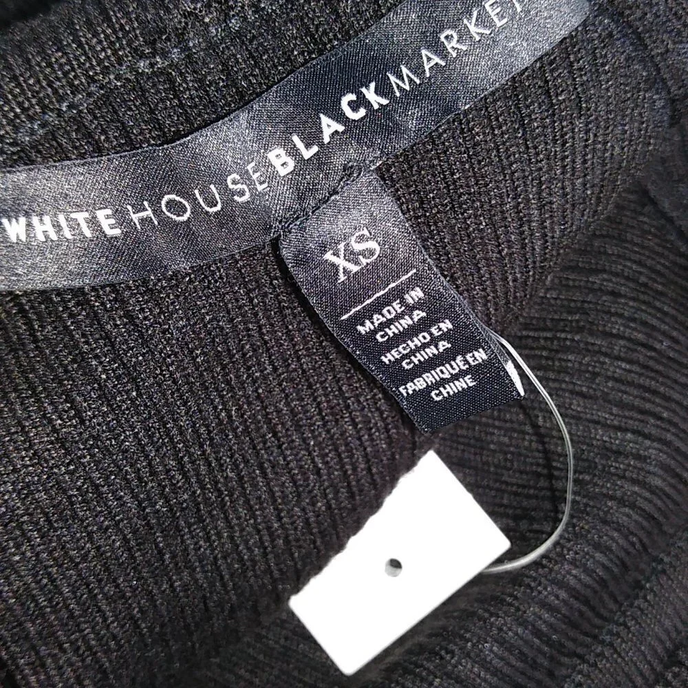 White House Black Market Black Sweater with Cowl, Peekaboo Area & Bow - XS NWT